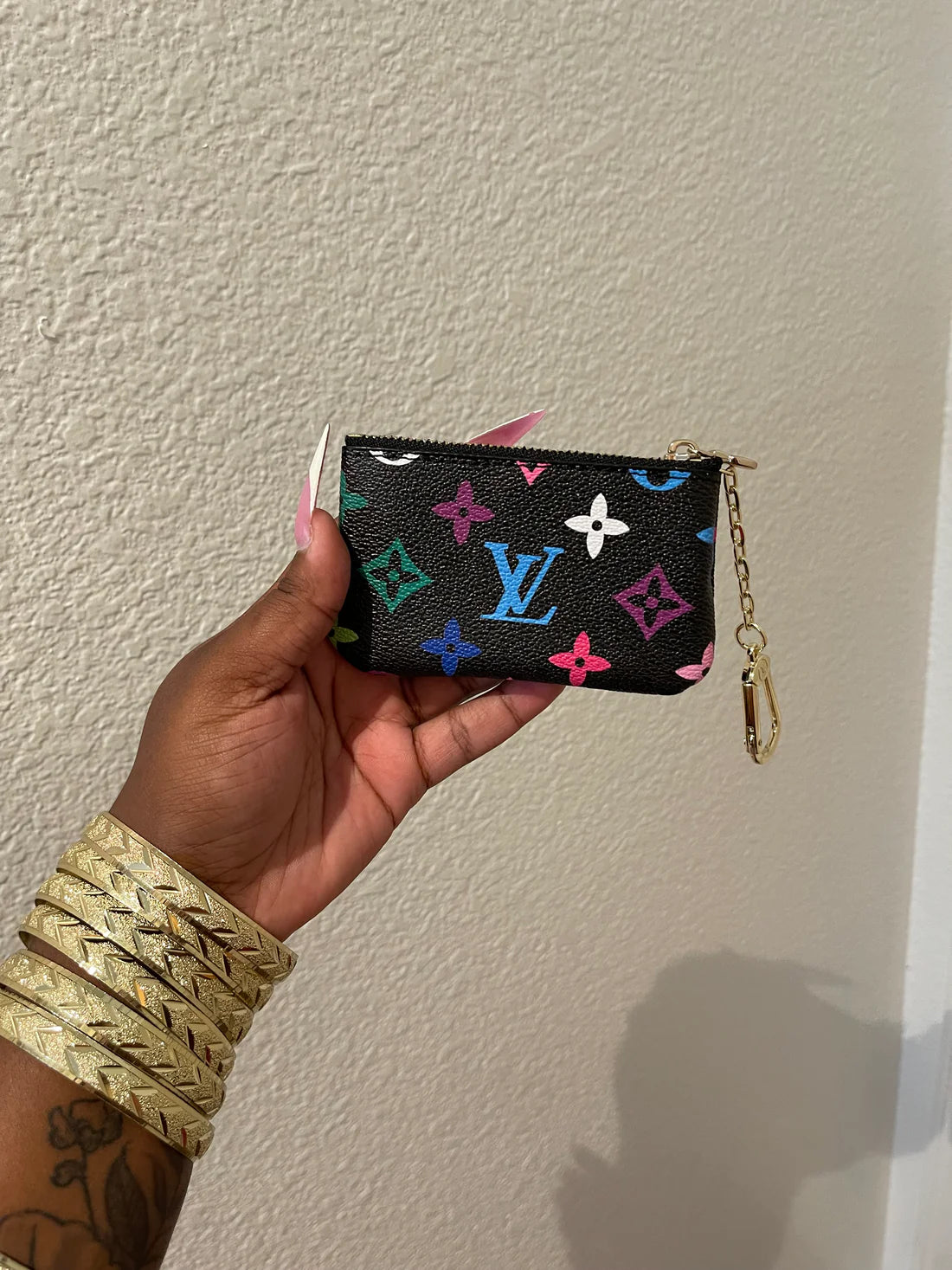 BLACK COLORFUL LV CARDHOLDER