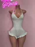 Khia white polka dot set