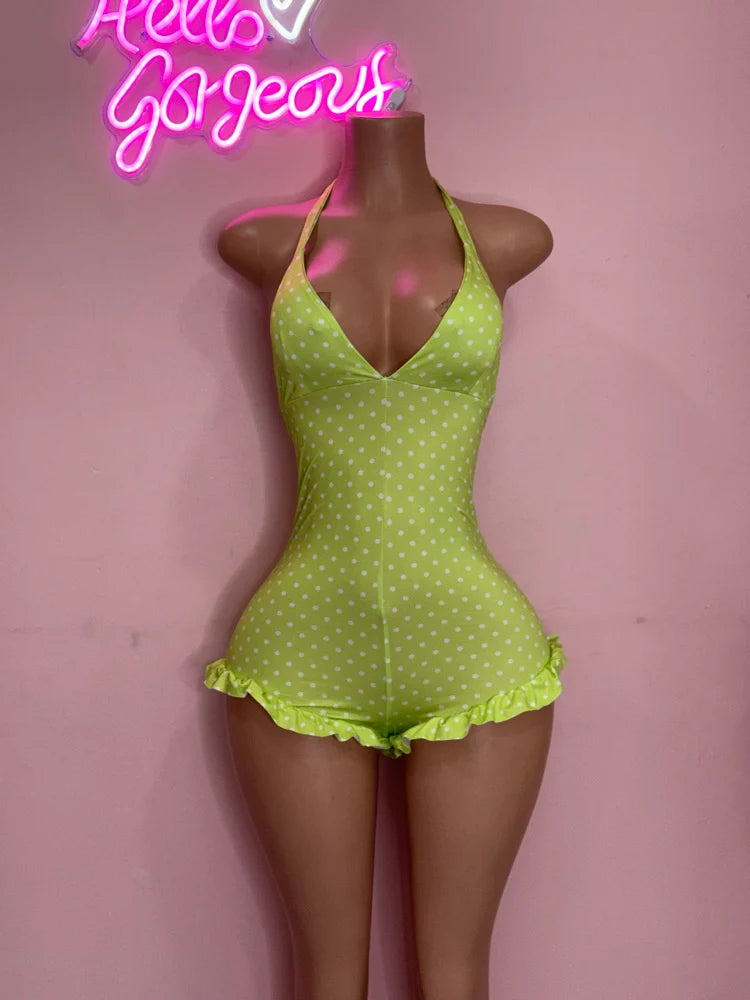 Khia lime polka dot set