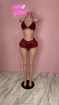 Sexc lace swimsuit- red