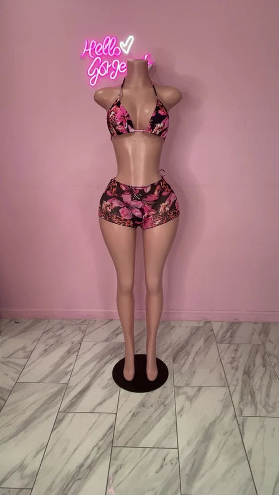Flower mesh swimsuit
